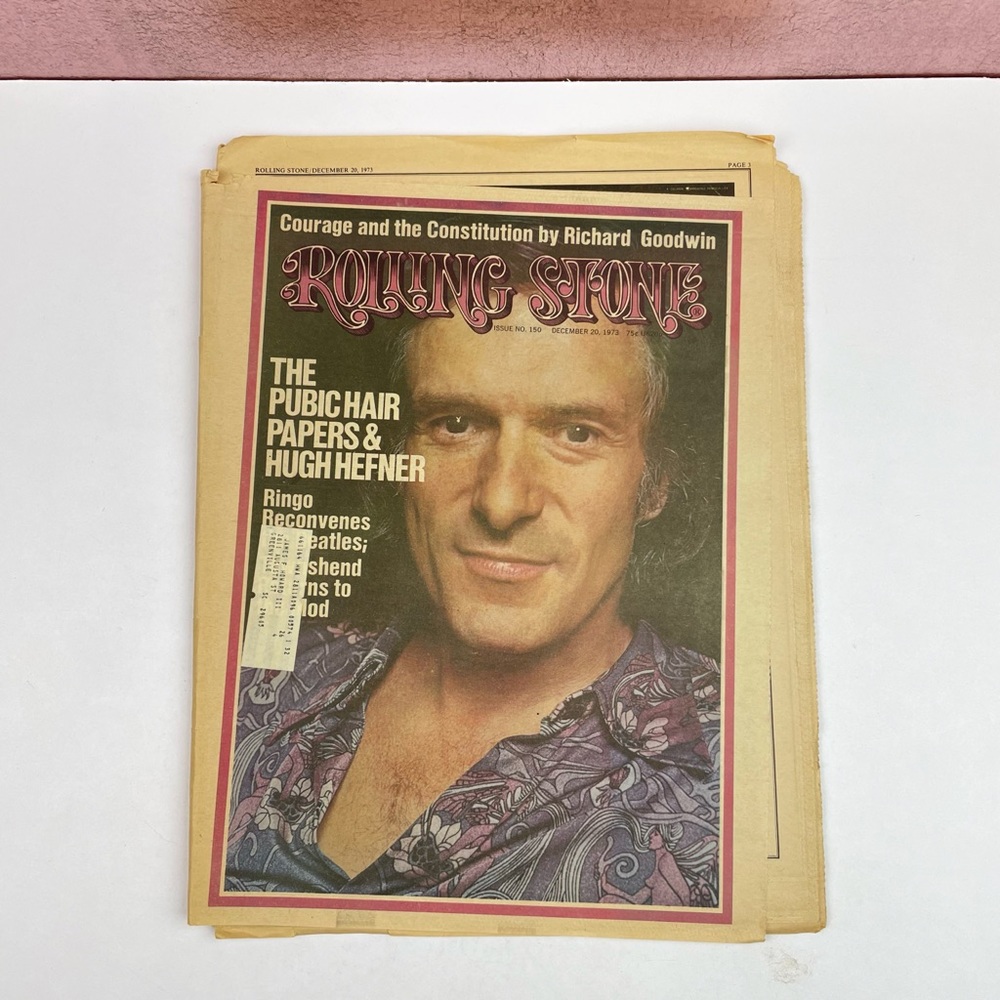 Vintage Rolling Stone Magazine Hugh Hefner December 1973 Music Art History